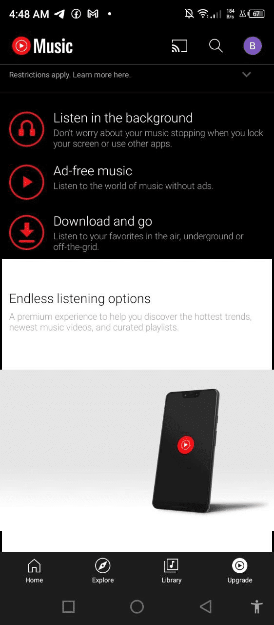 Features of YouTube Music Premium.