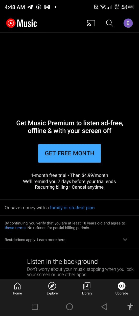 Get Music Premium for $4.99.